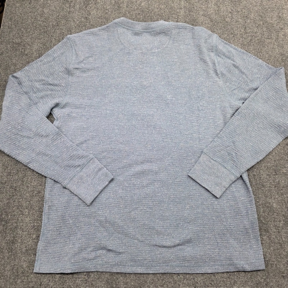 RRL Ralph Lauren Waffle Knit Henley Shirt Men's XL Gray Blue Long Sleeve - Picture 7 of 12